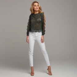 ISABELLA GREEN LACE WITH SPLIT SLEEVE DETAIL - CT039