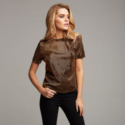 CARA BRONZE METALLIC BOXY TOP - CT067